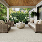 Nourison Home Courtyard 9' x 12' Indoor/Outdoor Serged Edges Area Rug Ivory Silver