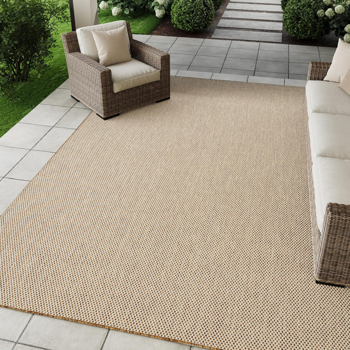Nourison Home Courtyard Jute Ivory 8' x 10' Area Rug - Easy Clean, Non Shedding, Bed Room, Living Room, Dining Room, Kitchen (8' x 10')