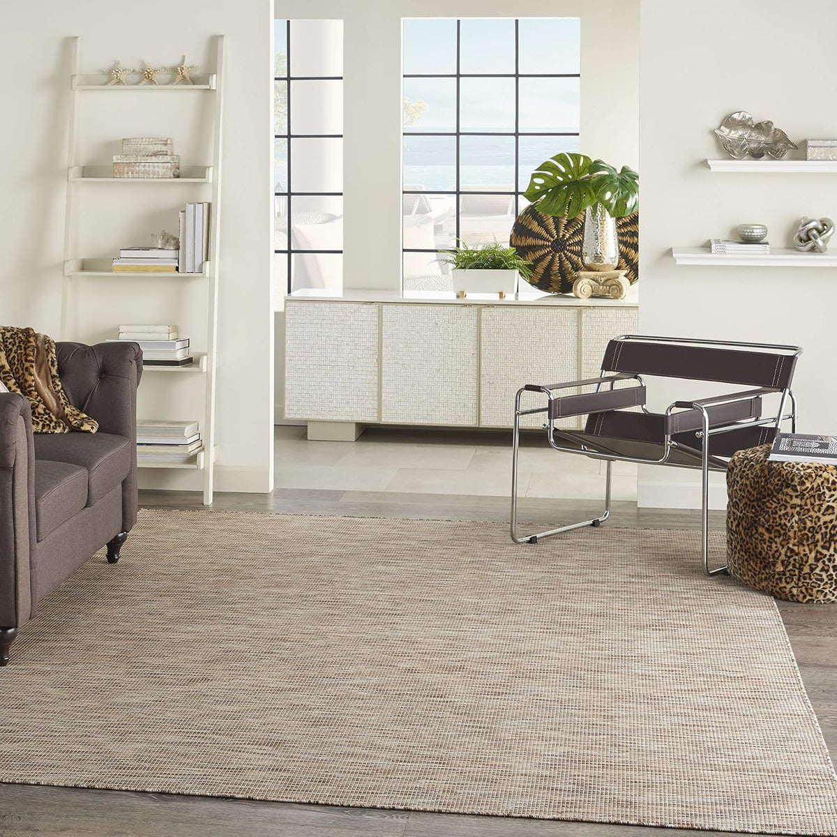 Nourison Home Positano Beige 4' x 6' Area Rug - Easy Clean, Non Shedding, Bed Room, Living Room, Dining Room, Kitchen (4' x 6')