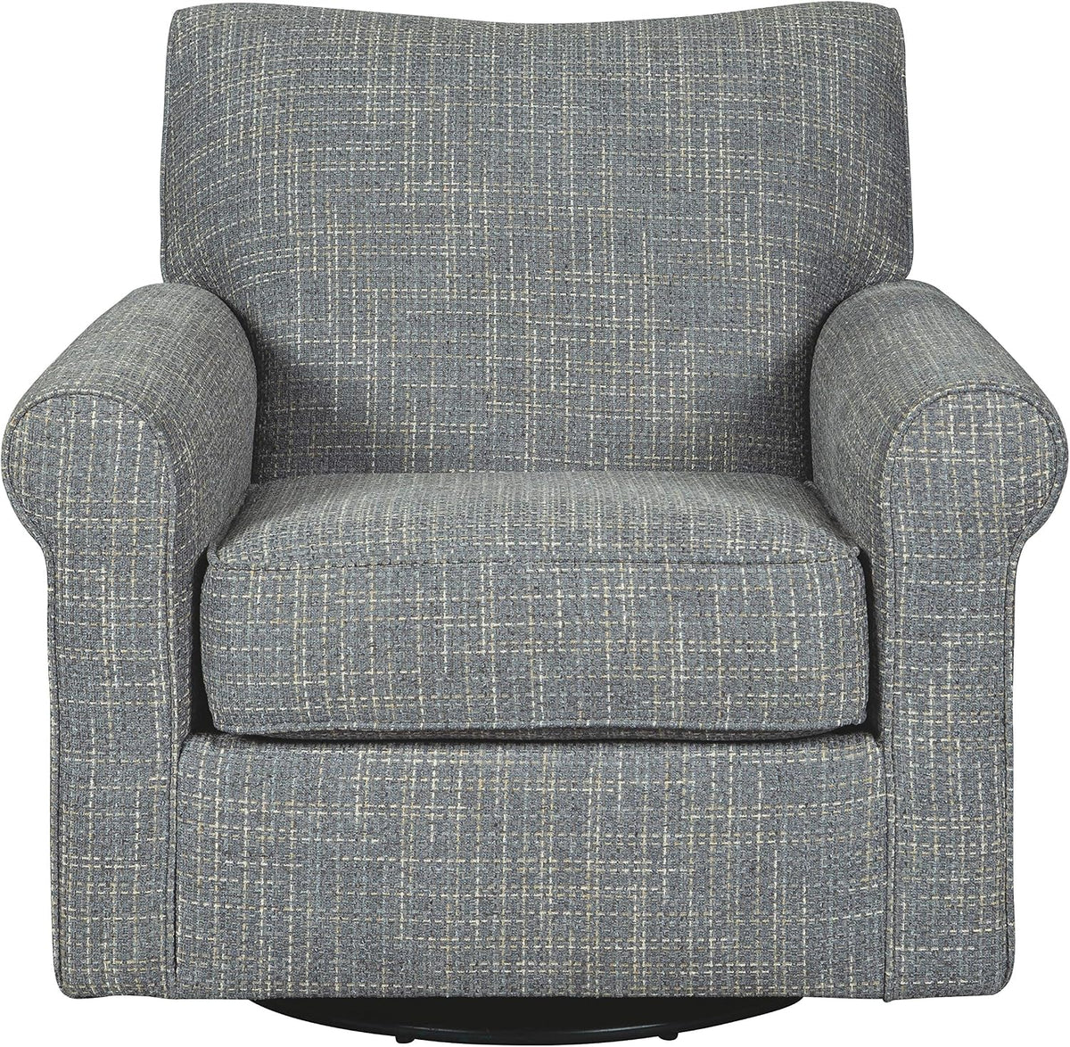 Signature Design by Ashley Renley Tweed Glider Swivel Accent Chair, Ash | Multi-tonal polyester, rayon, and acrylic upholstery, 360-degree rotation for living rooms and home offices