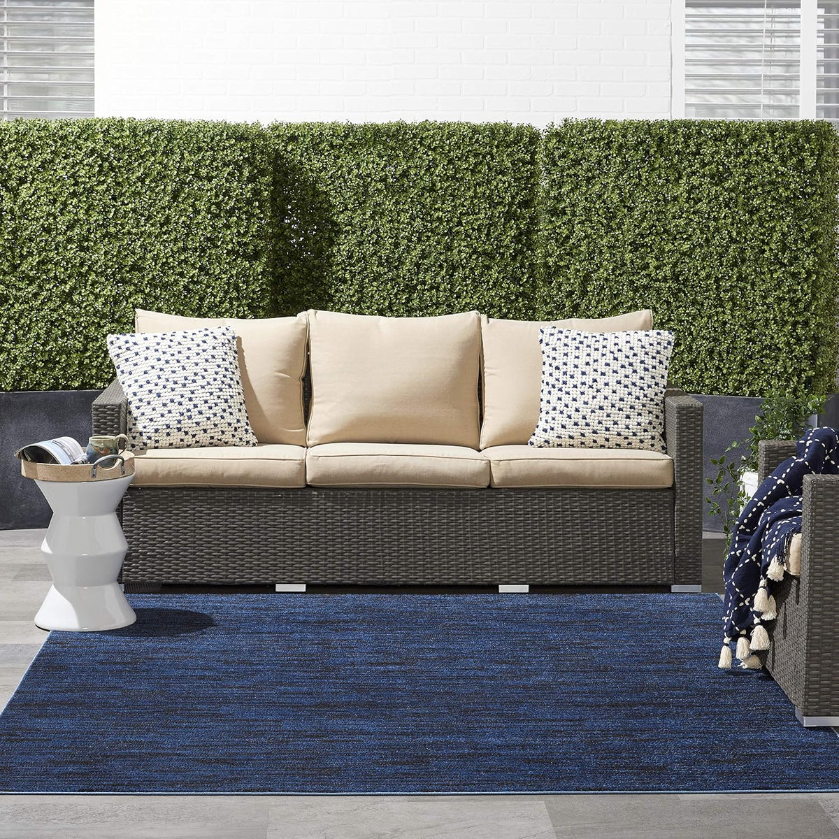 Nourison Home Nourison Essentials Midnight Blue 7' x Square Area Rug - Easy Clean, Non Shedding, Bed Room, Living Room, Dining Room, Kitchen (7' x Square)
