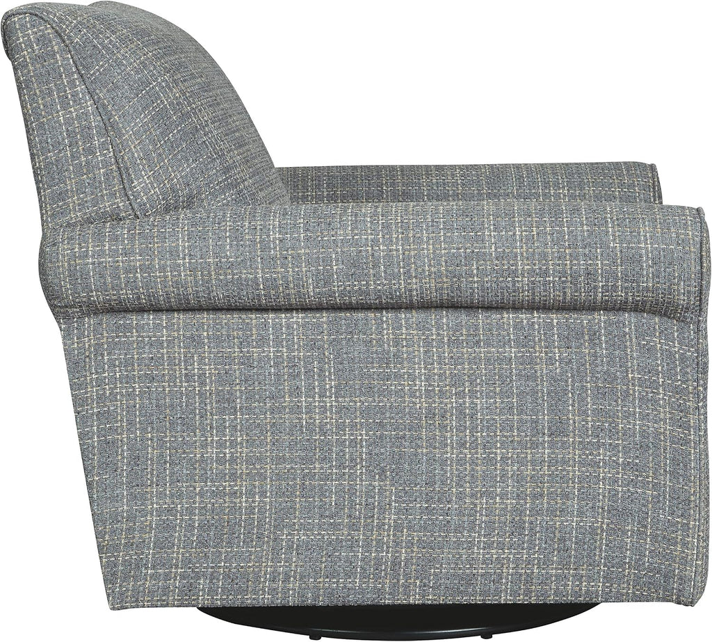 Signature Design by Ashley Renley Tweed Glider Swivel Accent Chair, Ash | Multi-tonal polyester, rayon, and acrylic upholstery, 360-degree rotation for living rooms and home offices