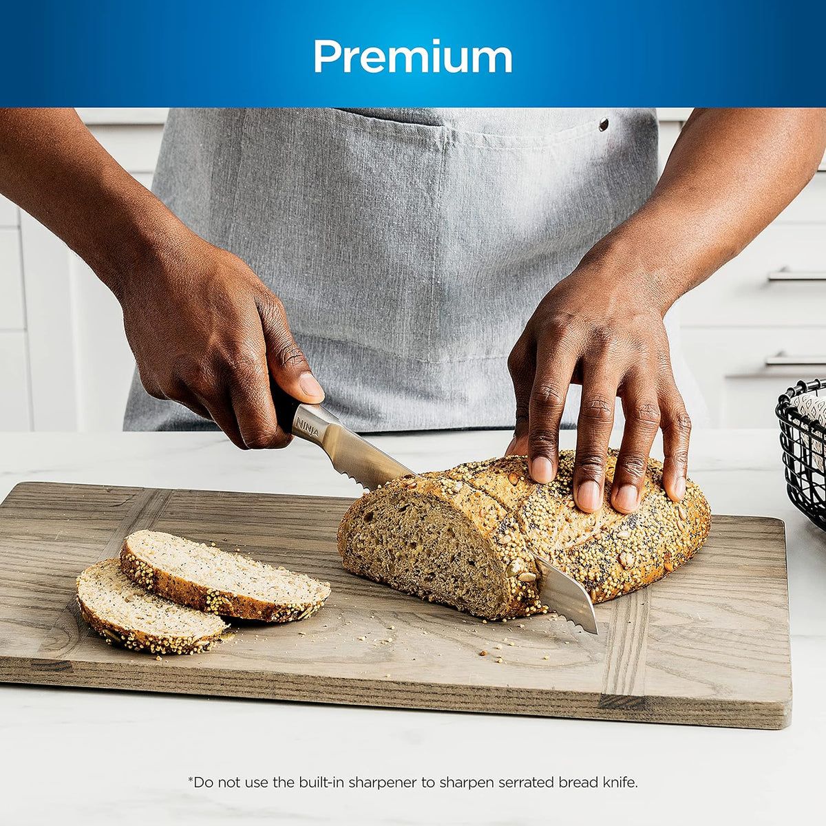Ninja® Never Dull™ 14-Pc Knife System, Built-in Sharpener, Black, K32014 | Stays razor-sharp 10+ years. German stainless steel blades. A few swipes of the foolproof sharpener restores a superior edge.
